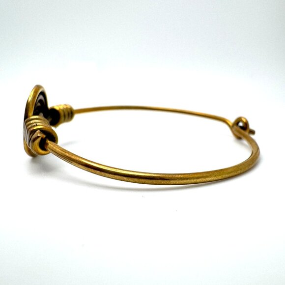 Brass Spiral Geometric Bracelet Boho Design Ethnic Handcrafted Statement - Picture 6 of 7